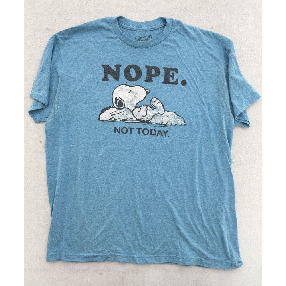 Peanuts Shirt Mens Blue Black Snoopy Nope Not Today Charlie Brown Mens XL